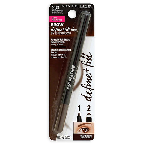 MAYBELLINE EYESTUDIO® BROW DEFINE + FILL DUO "260 DEEP BROWN"