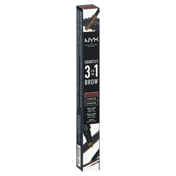 NYX Professional 3 in 1 Brow Pencil, Powder Mascara, Espresso