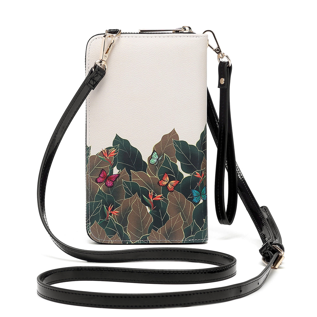 FRIDA KAHLO BEIGE FLORAL BUTTERFLY CROSSBODY BAG