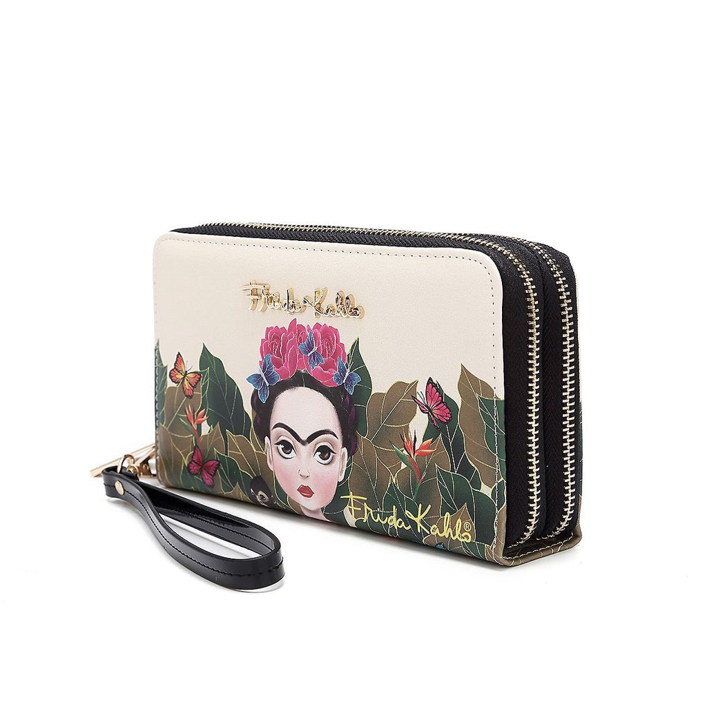 FRIDA KAHLO CARTOON SERIES DOUBLE ZIPPER WRISTLET WALLET