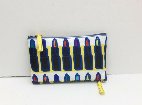 Sonia Kashuk Double Zipper Makeup Cosmetic Bag Lipstick Print