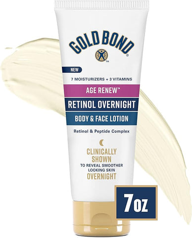 Gold Bond Age Renew Retinol Overnight Body & Face Lotion, With Retinol & Peptide Complex, for Dry Skin - 7 oz