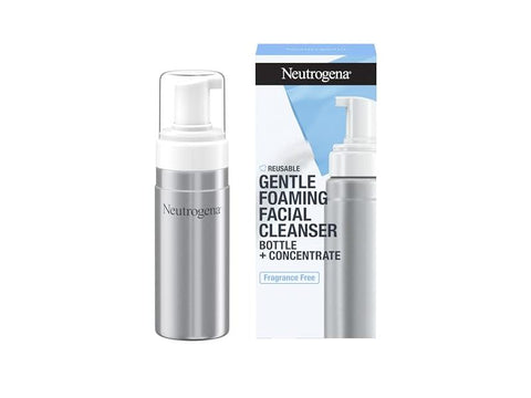 Neutrogena Reusable Gentle Foaming Facial Cleanser Starter Kit, Fragrance-Free Face Wash Concentrate is Gentle Enough for Sensitive Skin, 1 Reusable Pump Bottle & 1 Refill Pack, 7.5 fl. oz