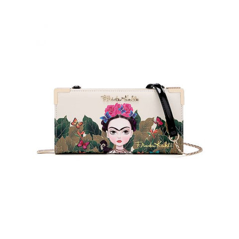 FRIDA KAHLO ZIPPER WALLET w/CROSSBODY STRAP