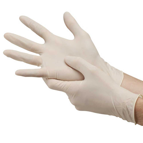 WHITE DISPOSABLE LATEX GLOVES (MEDIUM)