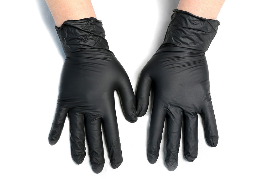 BLACK DISPOSABLE NITRILE GLOVES (All sizes available