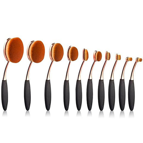 Professional Oval Brush set, Multi purpose brush, rosegold, 10 pc set.