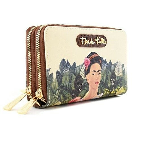Frida Kahlo Double Zip Around Wallet Wristlet